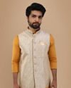 alt message - Manyavar Men Festive Zari Embroidered Jacket image number 0